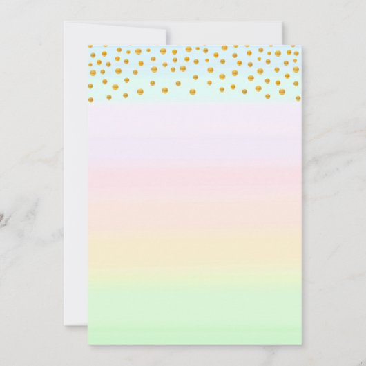 ユニコーン,花と紙吹雪誕生日 招待状 (裏面)