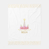 ユニコーン,花と金色の紙吹雪の上に白いフリース フリースブランケット (正面)