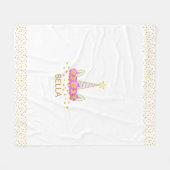 ユニコーン,花と金色の紙吹雪の上に白いフリース フリースブランケット (正面(横))