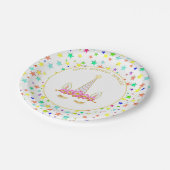 ユニコーン,花数々の色の星誕生日 ペーパープレート (アングル)