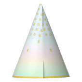 ユニコーン、花、星とゴールドの紙吹雪 パーティーハット (裏面)