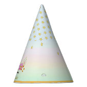 ユニコーン、花、星とゴールドの紙吹雪 パーティーハット (右)