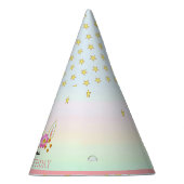 ユニコーン、花、星とゴールドの紙吹雪 パーティーハット (右)