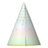 ユニコーン，花，星と金ゴールド紙吹雪 パーティーハット (裏面)