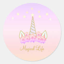 ユニコーン 花 星 ラウンドシール
