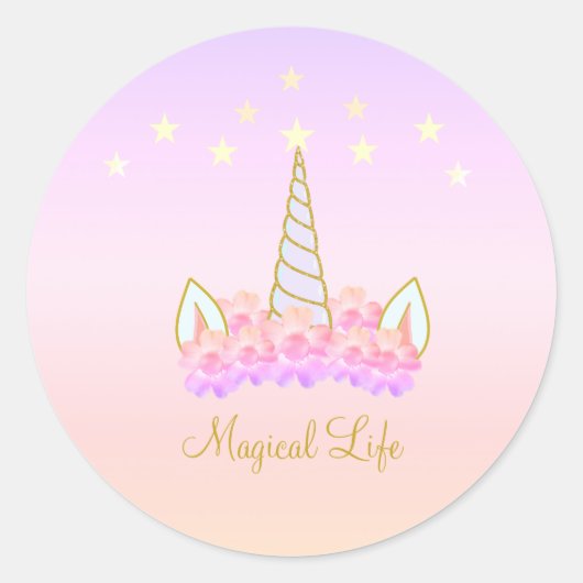 ユニコーン 花 星 ラウンドシール (正面)
