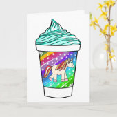 ユニコーン,虹とアイスクリームの誕生日 カード (黄色い花)