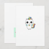 ユニコーン, 虹のユニコーン, かわいい 招待状 (正面/裏面)