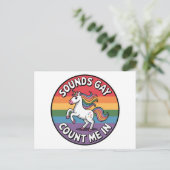 ユニコーン 虹の旗 LGBT サウンドゲイ カウントミーイン ポストカード (スタンド正面)
