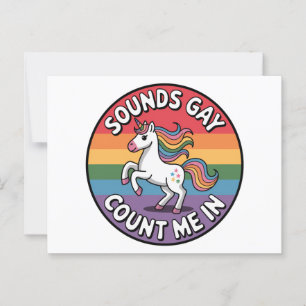 ユニコーン 虹の旗 LGBT サウンドゲイ カウントミーイン ポストカード