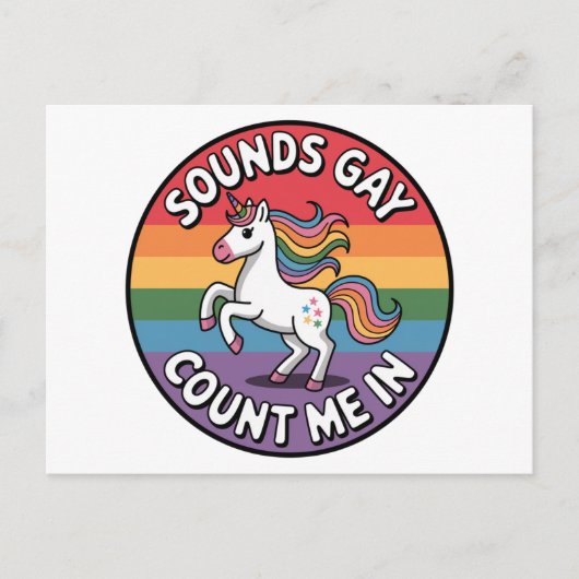 ユニコーン 虹の旗 LGBT サウンドゲイ カウントミーイン ポストカード (正面)