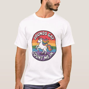ユニコーン 虹の旗 LGBT サウンドゲイ カウントミーイン Tシャツ