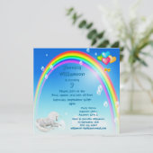 ユニコーン、虹の泡、風船の誕生パーティー 招待状 (スタンド正面)