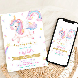 ユニコーン 虹 マジカル 誕生日 インビテーション