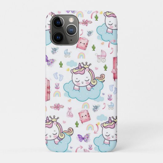 ユニコーン 虹 猫 iPhoneケース ピンク 青 Case-Mate iPhoneケース (裏)