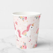 ユニコーン，虹，花，かわいいパーティー 紙コップ (右)