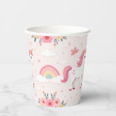 ユニコーン，虹，花，かわいいパーティー 紙コップ (正面)
