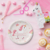 ユニコーン，虹，花，名前，パーティー ペーパープレート (パーティー)