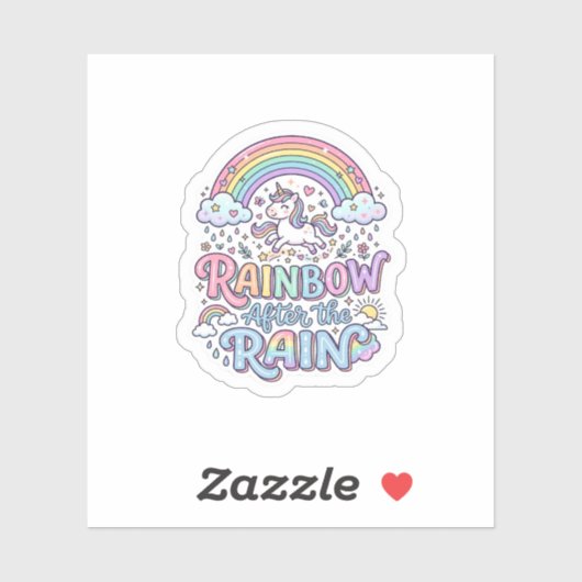 ユニコーン 虹 雨あがり プレミアムベクター タイポ シール (シート)