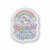 ユニコーン 虹 雨あがり プレミアムベクター タイポ シール (正面)