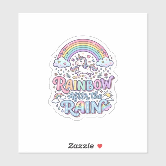 ユニコーン 虹 雨あがり プレミアムベクター タイポ シール (シート)