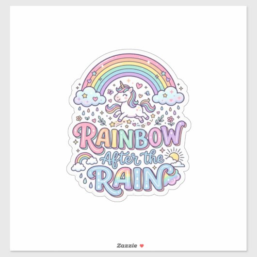 ユニコーン 虹 雨上がり プレミアムベクター タイポ シール (シート)