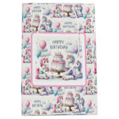 ユニコーン 誕生日おめでとう ミディアムペーパーバッグ (正面)