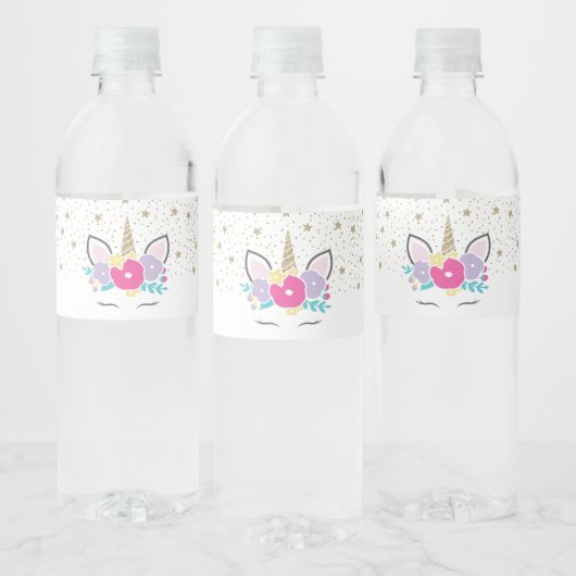 ユニコーン 誕生日パーティー ウォーターボトル ラベル (ボトル)