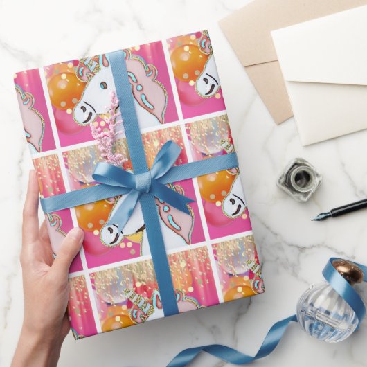 ユニコーン 誕生日パーティー  ラッピングペーパー (ギフト)