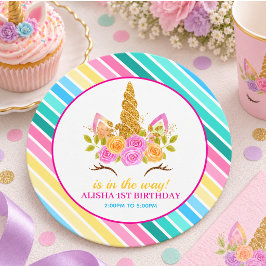 ユニコーン 誕生日パーティー 1歳の誕生日 ラウンドペーパーコースター