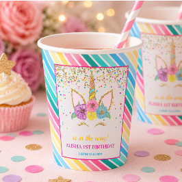ユニコーン 誕生日パーティー 1歳の誕生日 紙コップ