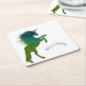 ユニコーン，誕生日 スクエアペーパーコースター (アングル)