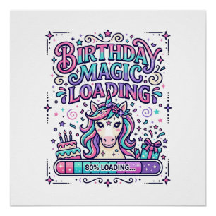 ユニコーン 誕生日 マジック 読み込み中 カラフル マーケットプレイス ポスター