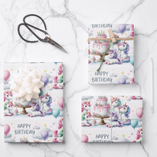 ユニコーン 誕生日 ラッピングペーパーシート (正面)