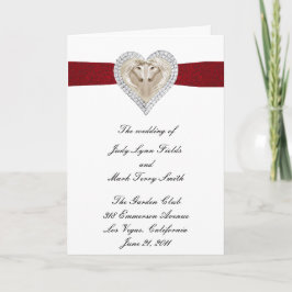 ユニコーン 赤いレースのウェディングプログラムカード プログラム