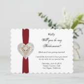 ユニコーン 赤いレースのウェディング ブライズメイド カード (スタンド正面)