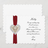 ユニコーン 赤いレース ウェディング メイド オブ オナー カード (正面/裏面)