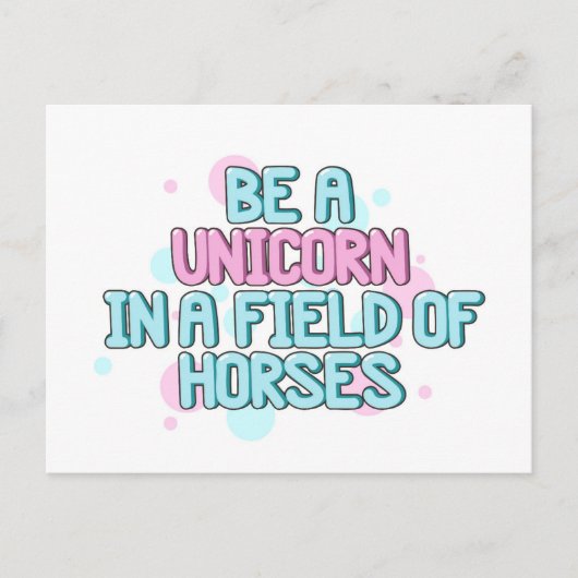ユニコーン |馬のフィールドで一角獣になる ポストカード (正面)
