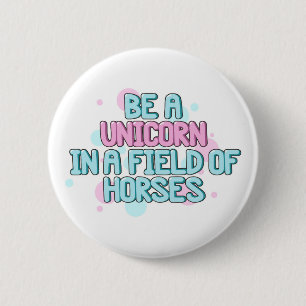 ユニコーン 馬の分野で一角獣になれ 缶バッジ