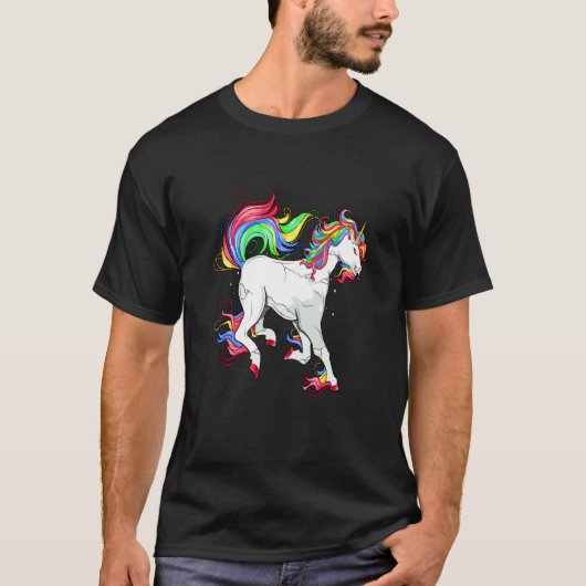 ユニコーン 馬 カラフル Tシャツ (正面)