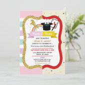 ユニコーン&魔法ジョインボーイガール誕生日招待状 招待状 (スタンド正面)