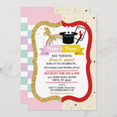 ユニコーン&魔法ジョインボーイガール誕生日招待状 招待状 (正面/裏面)