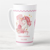ユニコーン 1歳の誕生日 ピンクの女の子 カフェラテマグ (左アングル)