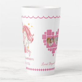 ユニコーン 1歳の誕生日 ピンクの女の子 カフェラテマグ