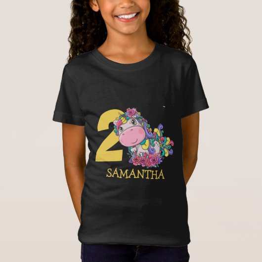 ユニコーン 2歳の誕生日 Tシャツ (正面)