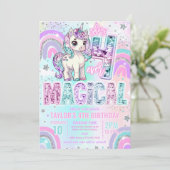 ユニコーン 4歳の誕生日おめでとう マジカルレインボー 招待状 (スタンド正面)