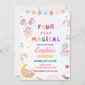ユニコーン 4歳の誕生日おめでとう Four Ever Magical 招待状 (正面)