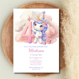 ユニコーン 4歳 誕生日 招待状