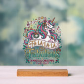 ユニコーン Fa La La La 壮麗な白背景 かわいい アクリルサイン (ニュートラル)