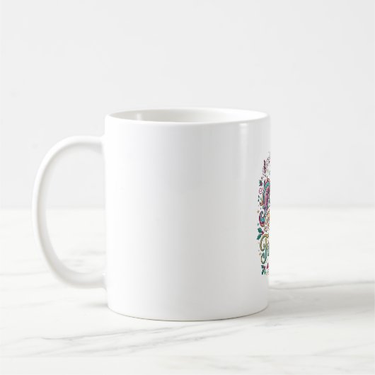 ユニコーン Fa La La La 壮麗な白背景 かわいい コーヒーマグカップ (左)